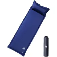 vidaXL Kampeermatras met kussen zelfopblazend 1-persoons marineblauw