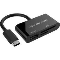 24hShop USB Cardreader met USB-C connector, USB-A aansluiting en 2 kaartsleuven - voor (Micro) SD/MMC/TF - USB2.0/USB3.0