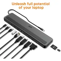Acer USB Type-C Dongle 13-in-1 - 3xUSB3 - 1xUSB-C - SD/TF - 2xHDMI - DP - RJ45 - USB-C - 3.5mm Audio - Zwart