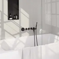 Brauer Inbouwthermostaat set black edition met rozetten incl baduitloop mat zwart