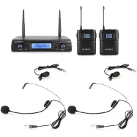 VONYX WM62B dubbele draadloze headset microfoon UHF - 16 kanaals