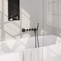 Brauer Inbouwthermostaat set carving met rozetten incl baduitloop mat zwart