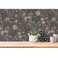 A.S. Création Natural Living - Zwart - Floral - 386361