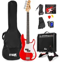 Max Gigkit Basgitaar met 40 Watt versterker - Gitaarstandaard -