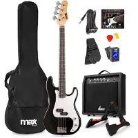 Max Gigkit Basgitaar met 40 Watt versterker - Gitaarstandaard -