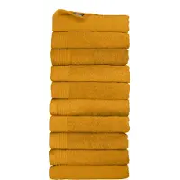 The One Towelling Classic Handdoeken - 70 x 140 cm - 10 Stuks - Voordeelverpakking - Hotelkwaliteit - 100% Gekamd katoen - Okergeel