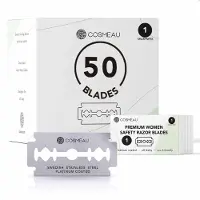 Cosmeau Safety Razor Blades voor Vrouwen Alle Lichaamsdelen - 50 Stuks Safety Razor Scheermesjes Mesjes voor Bamboozy Safety Razors - Platinum - Zero Waste