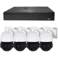 Dutch Security Systems 4x Beveiligingscamera set - Bedraad - Sony PTZ 360 graden 2K - Wit -