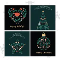 Giftmas Kerstkaarten - Wenskaarten - 52 Stuks - Met Enveloppen en Stickers - Nieuwjaarskaarten - 10x10cm