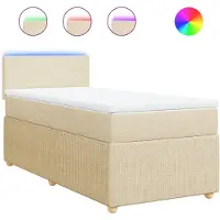 vidaXL Boxspring met matras stof crèmekleurig 90x200 cm