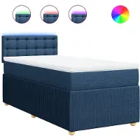 vidaXL Boxspring met matras stof blauw 100x200 cm