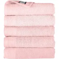 The One Towelling Classic Handdoeken - 70 x 140 cm - 5 Stuks - Voordeelverpakking - Hoge vochtopname - 100% Gekamd katoen - Sneldrogend - Handdoekenset - Badhanddoek - Zalmroze