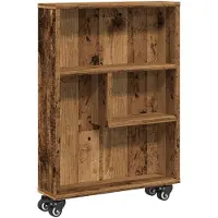 vidaXL Opbergtrolley smal 48x13x68 cm bewerkt hout oud houtkleurig