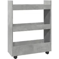 vidaXL Opbergtrolley smal 3-laags bewerkt hout betongrijs