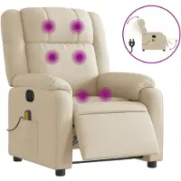 vidaXL Massagestoel elektrisch verstelbaar stof crèmekleurig