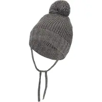 Sarlini - Wintermuts jongens - Ribbed - Midden Grijs - Pompon - 2 t/m 4 jaar