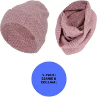 Sarlini - Beanie + Colsjaal meisjes - Lila Melange - Winterset - One Size