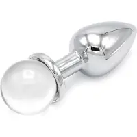 Kiotos - Aluminium Buttplug Met Glinsterende Ronde Siersteen - Transparant