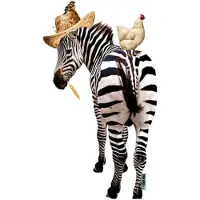 VAN IKKE Muursticker Zebra met kip