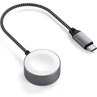 Satechi USB-C Snellaadkabel voor Apple Watch – Kabellengte van 19,3 cm – Type-C Hoofdingang – Uitgang van 5W - Grijs
