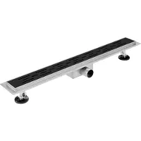 FortiFura Galeria douchegoot 180cm met rooster met vloerflens zwart mat YZ-A60-Basic-drain
