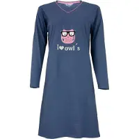Irresistible Dames Nachthemd - V Hals - Katoen - Blauw - Maat L