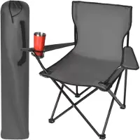 Trizand opvouwbare stoel - grijs - 80 x 47 x 80 cm - visstoel/campingstoel - incl draaghoes
