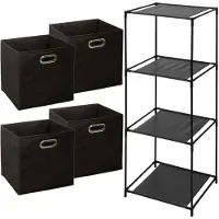 Bathroom Solutions Storage Solutions Opbergrek Smartrack - met 4x mandjes stof - zwart - 34 x 104 cm - Opbergkastjes