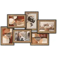 Zep - Houten Multi Fotolijst Lubecca Zwart / Bruin 6x 10x15 cm (52x32 cm) - DA266