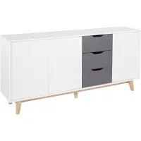 Notio Living Meera-Dressoir - 3-deurs 3-laden - Wit/Antraciet