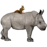 VAN IKKE Muursticker Neushoorn met eekhoorn XL