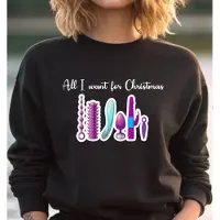 B&C Dames Sweater- Vibi Foute kerstrui- All i want for Christmas. Ondeugende kersttrui-Maat XL- kerst sweater zwart