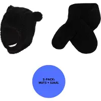 Sarlini - Baby Sjaal & Muts - Set - Teddy Wol - 0-6 Maanden - Donker Grijs