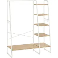 Hoppa! | Kledingrek | 45 x 120 x 160 cm | Kapstok met Schoenenrek | Eiken Wit