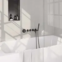 Brauer Inbouwthermostaat set Gunmetal Edition Met Rozetten Incl Baduitloop Geborsteld Gunmetal (Keuze Handdouche)