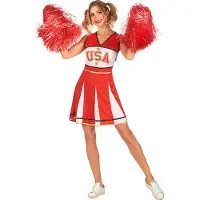 Vegaoo - Cheerleader USA kostuum in rood voor vrouwen