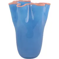 Present Time Vaas Ruffles - Blauw - Ø23cm - Glas - Scandinavisch - Bloemenvaas - Woondecoratie - Decoratieve vaas voor woonkamer of slaapkamer