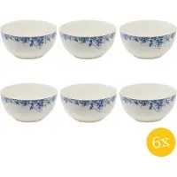 Clayre & Eef Soepkom set van 6 stuks 500 ml Blauw Porselein Rond Bloemen Serveerkom