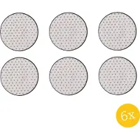 Clayre & Eef Onderbord set van 6 stuks Ø 33 cm Wit Zwart Kunststof Hartjes