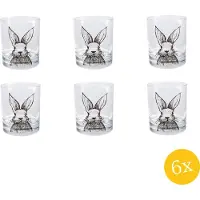 Clayre & Eef Waterglas 300 set van 6 stuks 300 ml Transparant Glas Konijn Drinkbeker