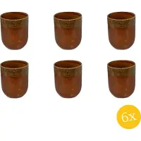 Clayre & Eef Mok set van 6 stuks 150 ml Bruin Wit Keramiek Theemok