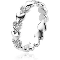 Zinzi zilveren ring met hartjes afwisselend bezet met witte zirconia's ZIR1798Z