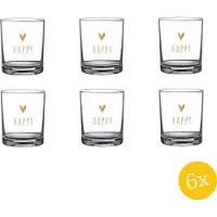 Clayre & Eef Waterglas set van 6 stuks 230 ml Glas Hart Happy Drinkbeker