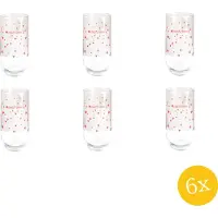 Clayre & Eef Waterglas set van 6 stuks 280 ml Glas Harten A lovely drink Longdrinkglas