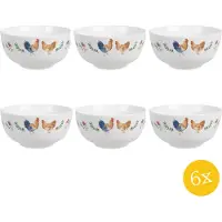 Clayre & Eef Soepbord set van 6 stuks 500 ml Wit Keramiek Haan Serveerkom