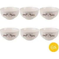 Clayre & Eef Soepkom set van 6 stuks 500 ml Beige Bruin Porselein Teckels Serveerkom