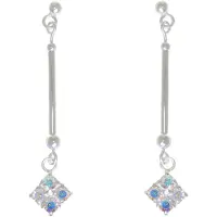Behave – Oorbellen – 925 Sterling Zilveren langwerpige Oorstekers met Aurore Boreale Multi Kristal steentjes