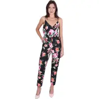 Sarcia.eu John Zack zwarte jumpsuit met rozenprint