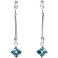 Behave – Oorbellen – 925 Sterling Zilveren langwerpige Oorstekers met Petrol Blauwe Kristal steentjes