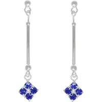 Behave – Oorbellen – 925 Sterling Zilveren langwerpige Oorstekers met Konings Blauw Kristal steentjes